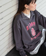 ハーフジップロゴ裏起毛スウェット