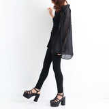 バックメッセージプリントシアーシャツ