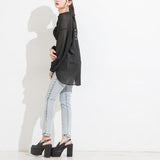 バックメッセージプリントシアーシャツ