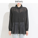 バックメッセージプリントシアーシャツ