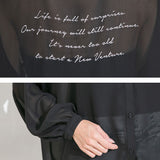 バックメッセージプリントシアーシャツ