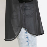 バックメッセージプリントシアーシャツ