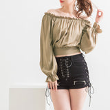 バックリボンオフショルブラウス