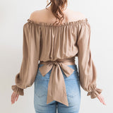 バックリボンオフショルブラウス