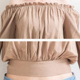 バックリボンオフショルブラウス