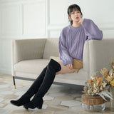 ラグランケーブルオーバーニット