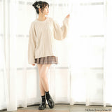 ラグランケーブルオーバーニット