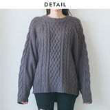 ラグランケーブルオーバーニット