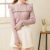 ヨークフリルニットトップス