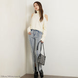 カットショルダータートルネックニットトップス