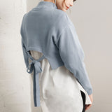 バックオープンハイネックニットトップス