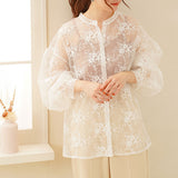 フラワーレースカーデブラウス