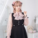 レースボウタイフリルブラウス