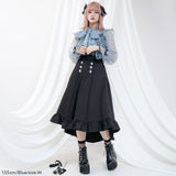 レースボウタイフリルブラウス