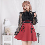 レースボウタイフリルブラウス