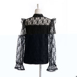 レースボウタイフリルブラウス