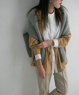 バンドカラーストライプドレスシャツ