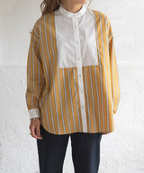 バンドカラーストライプドレスシャツ