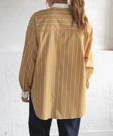 バンドカラーストライプドレスシャツ