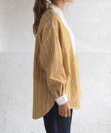 バンドカラーストライプドレスシャツ