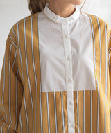 バンドカラーストライプドレスシャツ
