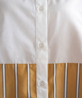 バンドカラーストライプドレスシャツ