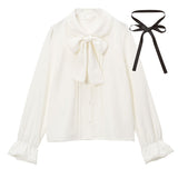 リボン2set丸襟ブラウス