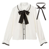 リボン2set丸襟ブラウス