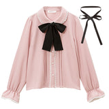 リボン2set丸襟ブラウス