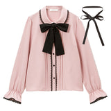 リボン2set丸襟ブラウス