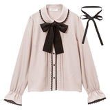 リボン2set丸襟ブラウス
