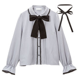 リボン2set丸襟ブラウス