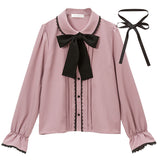 リボン2set丸襟ブラウス