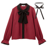 リボン2set丸襟ブラウス