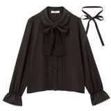 リボン2set丸襟ブラウス