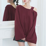 【やみつきとろみ素材】ワイドスリーブワンショルチュニックトップス