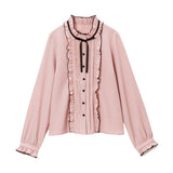 フリルハイネックブラウス