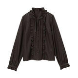 フリルハイネックブラウス