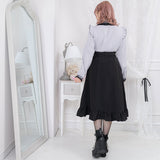 ビジュー釦ロングフリルスカート