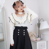 ビジュー釦ロングフリルスカート