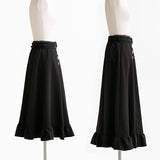 ビジュー釦ロングフリルスカート