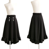 ビジュー釦ロングフリルスカート