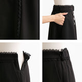 ビジュー釦ロングフリルスカート