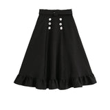 ビジュー釦ロングフリルスカート