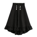 ビジュー釦ロングフリルスカート