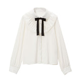 【メール便】フリルラッピング丸襟ブラウス