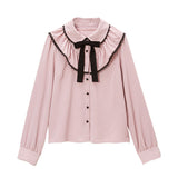 【メール便】フリルラッピング丸襟ブラウス