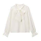 【メール便】リボンボウタイ長袖ブラウス