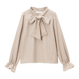 【メール便】リボンボウタイ長袖ブラウス