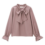 【メール便】リボンボウタイ長袖ブラウス